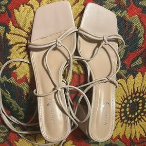 strappy nude wrap heels